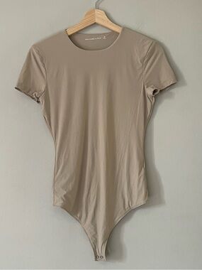Abercrombie & Fitch Beige Short-Sleeve Bodysuit